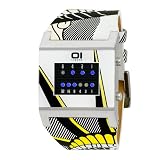The One - KT119B1 - Montre Homme - Quartz - Syst&egrave;me affichage binaire par Led - Bracelet Cuir Multicolore