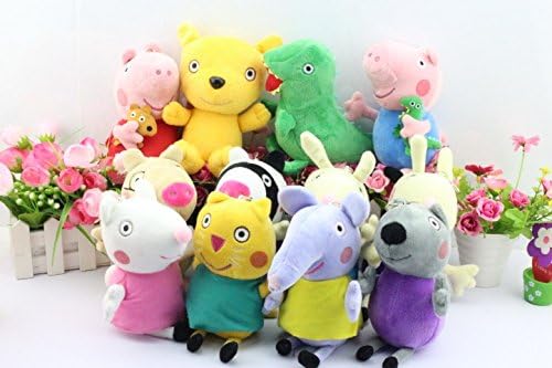 (16pcs/set) Peppa Pig Plush Doll Toy Peppa Teddy Bear Geroge Dinosaur Peppa Pig Grandpa and Grandma Peppa Pig Friends