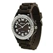 Brown Silicone Band Designer Style Crystal Bezel Watch Large Face