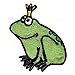 Frog Prince Patch King Crown Amphibian Fairy Tale Embroidered Iron On Applique