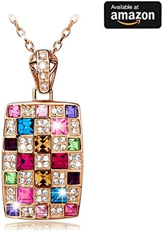 Fashion 18k Rose Gold Plated Multicolor Pendant Crystals from Swarovski Crystal Necklace Jewelry