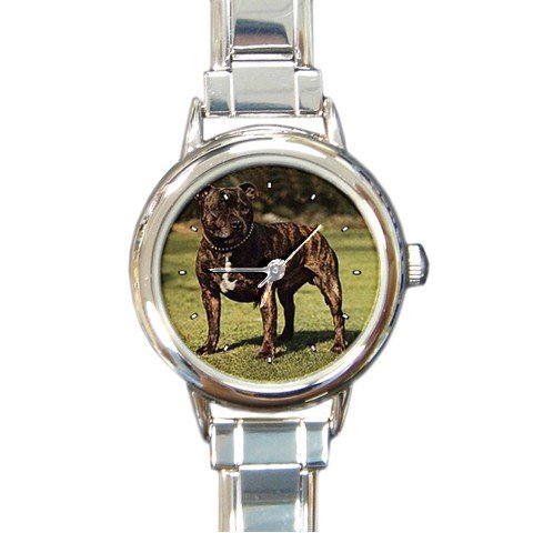 Staffordshire Bull Terrier Round Italian Charm Watch