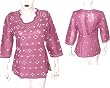 Womens Blouse Cotton Long Sleeve Top Shirt Chikan Embroidery Size M