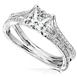 1-1/4ctw Princess & Round Brilliant Diamond Engagement Ring in 14k Gold