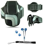 Black Adjustable Deluxe Sportband / Workout Armband with Adaptable Neck Str ....