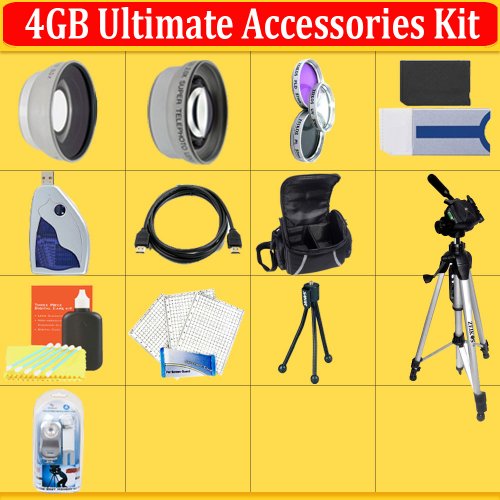 Huge Ultimate Accessory Kit for the Sony Hdr-cx110 Hdr-cx150 Hd Handycam Camcorders.the Kit Includes Lenses, Filters, 4gb Pro Duo Memory Stick, Carrying Case, Tripod, Video Light Plus Much More!!