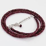 925 Sterling Silver Natural 4mm Ruby Gemstone Beads Strand Necklace with Lobster Closer Handmade Jewelry 18
