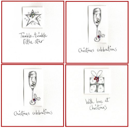 Handmade Christmas Cards - Crystals - Special value 4 card selection