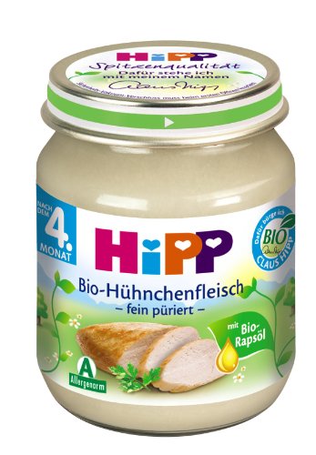 Hipp Bio-Hühnchenfleisch - püriert, 6-er Pack (6 x 125 g) - Bio
