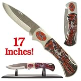 Oversized Rebel Wolf Folding Knife w/Display Stand