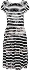 Striped Print Tie Dye Print Jersey/Polyester/Viscose Short Sleeves Round Neck Skater Dress 