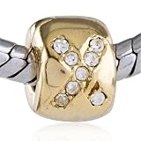 Pugster Pandora Style Charm Gold Crystal Celtic Cross European Beads Fits Pandora Bracelet