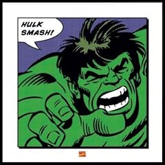 Hulk Poster Kunstdruck und Kunststoff-Rahmen - Hulk Smash! (40 x 40cm)