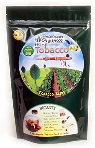 Heirloom Organics NON-GMO Tobacco Seed Pack - 7 Varieties Non-Hybrid Tobacco Seeds - Hermetically Sealed for Long Term Storage