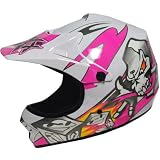 WOW Motocross Youth ATV Dirt Bike Skull MX Helmet, Pink, S (50-51 CM,19.7/20.1 Inch)