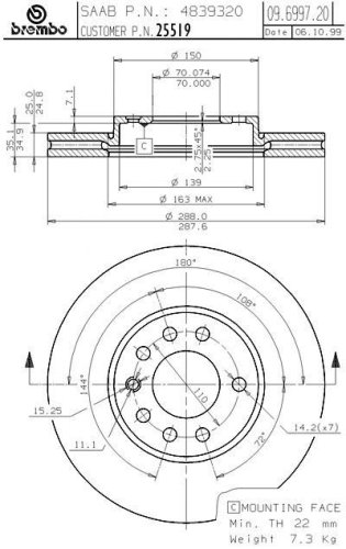 Brembo BDR25519  Brake Rotor
