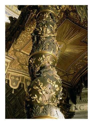 Barley Sugar Column from the Baldacchino with Laurel Leaves and Putti Chasing Bees, 1633 Giclee Poster Print by Giovanni Lorenzo Bernini, 18x24