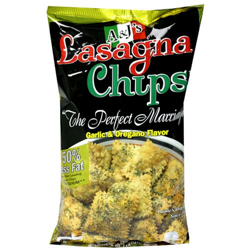 A & J's Lasagna Chips, The Perfect Marriage Garlic & Oregano Flavor, 5-Ounce Bags... by Garlic Salts
