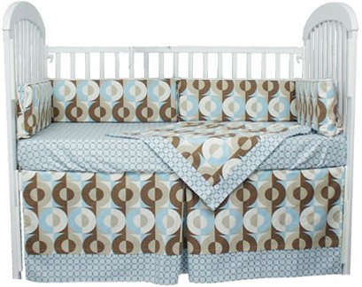 Kitchen: 4 Piece Crib Bedding Set  Cocoa Blue 
