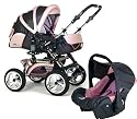 wheels-4-babies presents: Full Travel System CITY DRIVER - design GREY*PINK - expensive accessories included - 32 different colourings in our shop