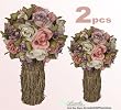 TWO 12" Artificial Rose Topiary Flower Arrangement _Lavender Pink