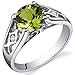 PEORA Genuine Peridot Ring for Women 925 Sterling Silver, 1.25 Carats Round Shape, Cathedral Style Solitaire, Size 5, August Birthstone Ring, For Gift & Everyday Wear, Natural Peridot Ring