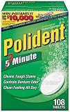 Polident 3-Minute Anti-Bacterial Denture Cleanser Tablets, Triple Mint Fresh, 108-Count Boxes (Pack of 3)