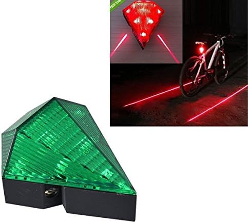 Rechargeable Diamond Design Bicycle LED Warring Light Laser Tail Light w/ 8LED+2Laser Cycling Bike Rear Lamp - Green