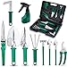 NASUM 10 Pieces Garden Tools Set - Stainless Steel Gardening Tool Case with Trowel Pruner,Rakes, Shovels,Secateurs,Weeding Knife and more,Vegetable Herb Garden Hand Tools,Gifts for Women&Man