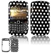 Black with White Polka Dots Design Snap-On Cover Hard Case Cell Phone Protector for BlackBerry Curve 8520 Gemini [Beyond Cell Packaging]
