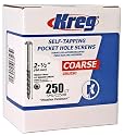 Kreg SML-C250B-250 Blue-Kote Weather Resistant Pocket Hole Screws - 2 1/2", #8 Coarse, Washer Head, 250 count