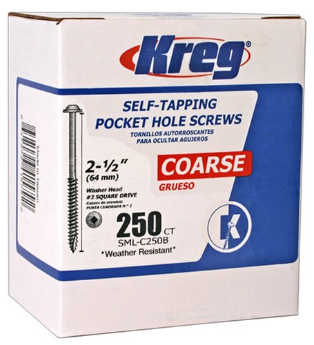 Kreg SML-C250B-250 Blue-Kote Weather Resistant Pocket Hole Screws - 2 1/2, #8 Coarse, Washer Head, 250 count