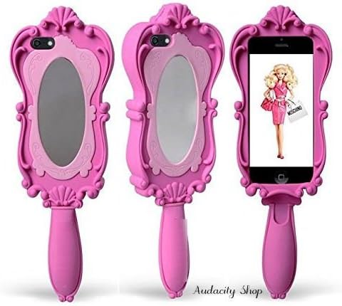 New High Quality Chic Trendy Cute Pink Fuschia Magenta Designer Mirror 3D Pink Barbie iPhone 5 5S 6 6 Plus Case Handheld (iPhone 6 Plus)