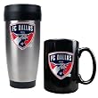 FC Dallas MLS Stainless Steel Travel Tumbler and Black Ceramic Mug Set - Primary Team Logo