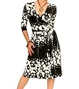 Blue Banana Black and White Patterned Wrap Dress