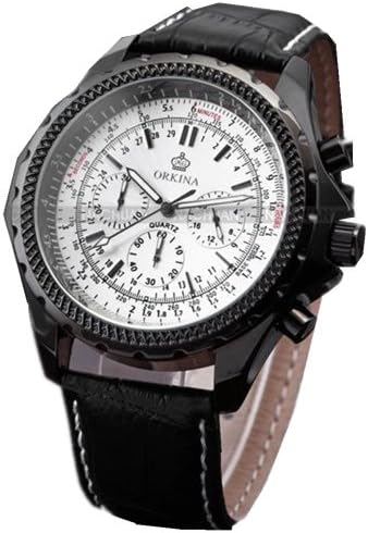 Orkina Mens Watch Quartz Chronograph Russian Bid Leather Band Wrist Watches OR-171