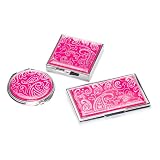 Pink Paisley Collection: Mirror, Pill Box & Business Card Case