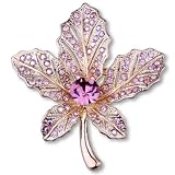 Pugster Swarovski Crystal Pink Leafes Brooch Gifts