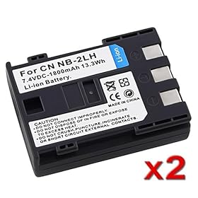 eForCity 2 PACK NB-2LH NB2L Compatible Li-Ion Battery for Canon Digital Rebel XT / Digital Rebel XTi