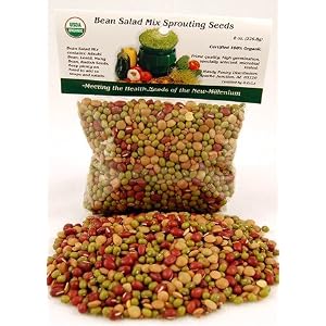 Bean Salad Sprouting Seed Mix- Organic- 1 2 Lbs (8 Oz.) - Mix of Bean Sprout Seeds:... by 