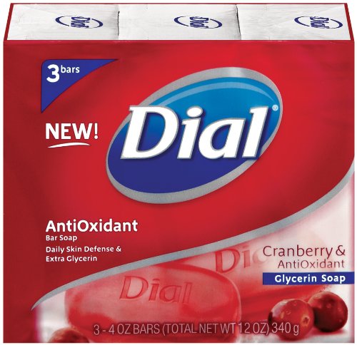 Dial Glycerin Soap Bar, Cranberry and Antioxidant, 3 Count (Pack of 3)