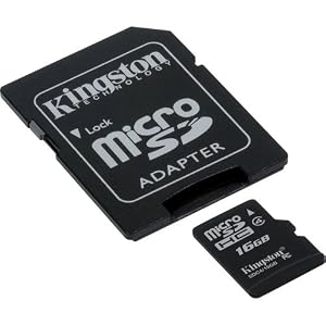 HTC Wildfire S Cell Phone Memory Card 16GB microSDHC Memory Card with SD Adapter