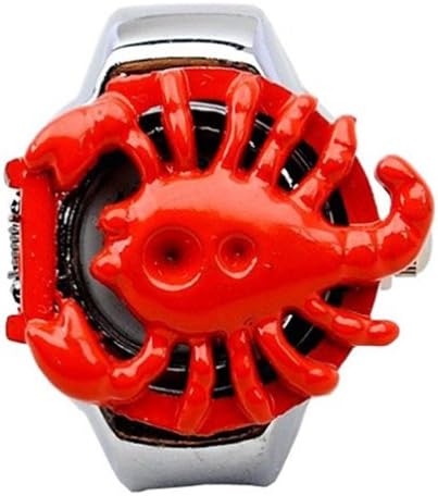 Coostyle New Stylish Novel Red Scorpion Finger Ring Watches Odd Punk Rock Stainless Steel Clamshell Accessories Electronic Watch Quartz Watches for Men (With Gift Box)