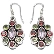 Drop Earrings in Sterling Silver & Multi Gemstone Indian Style 1.5 inches