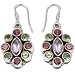 Drop Earrings in Sterling Silver & Multi Gemstone Indian Style 1.5 inches