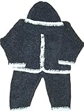 Where To Sales Knitted on Hand Knitting Machine Navy Chenille Infant Boys Outfit Cardigan Pant Hat Set Trimmed By Hand Crochet with Blue Chenille Stores Online