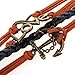 HUMASOL Bronze Infinity Lady Retro Knit Cross Love/Rudder Anchor/Love Charms Suede Wrap Bracelet Gift