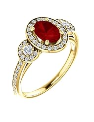14K Yellow Gold 7.00x5.00mm Oval Cut Ruby and Diamond Ring -- LIFETIME WARRANTY