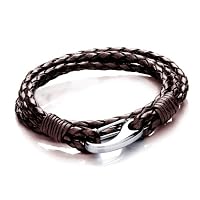 Tribal Steel Mens 21cm Brown Leather 4-strand Bracelet With Stainless Steel Shrimp Clasp from Tribal Steel