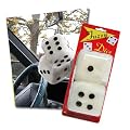 White 3 Inch Rearview Mirror Fuzzy Dice